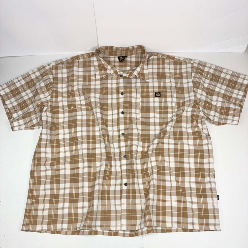 Lowrider Men's Brown Plaid Short Sleeve Button Up Shirt Size 5XL